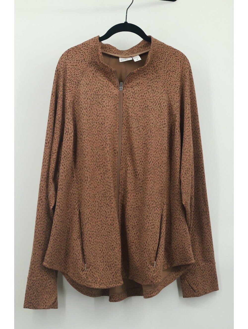 Athleta Leopard Print Salutation Jacket Full Zip Brown Athletic 3X Plus Size